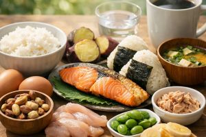 集中力を整える食事のコツをイメージした和食と補食の写真