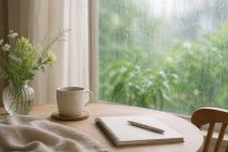 梅雨前の体調ゆらぎに備えて、予定を詰めすぎず静かに暮らしを整える雨の日の室内風景